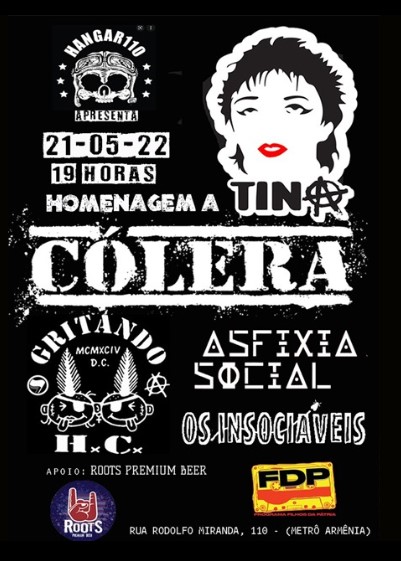 Cólera + Gritando HC + Asfixia Social + Os Insociáveis @Hangar110 – São Paulo/SP